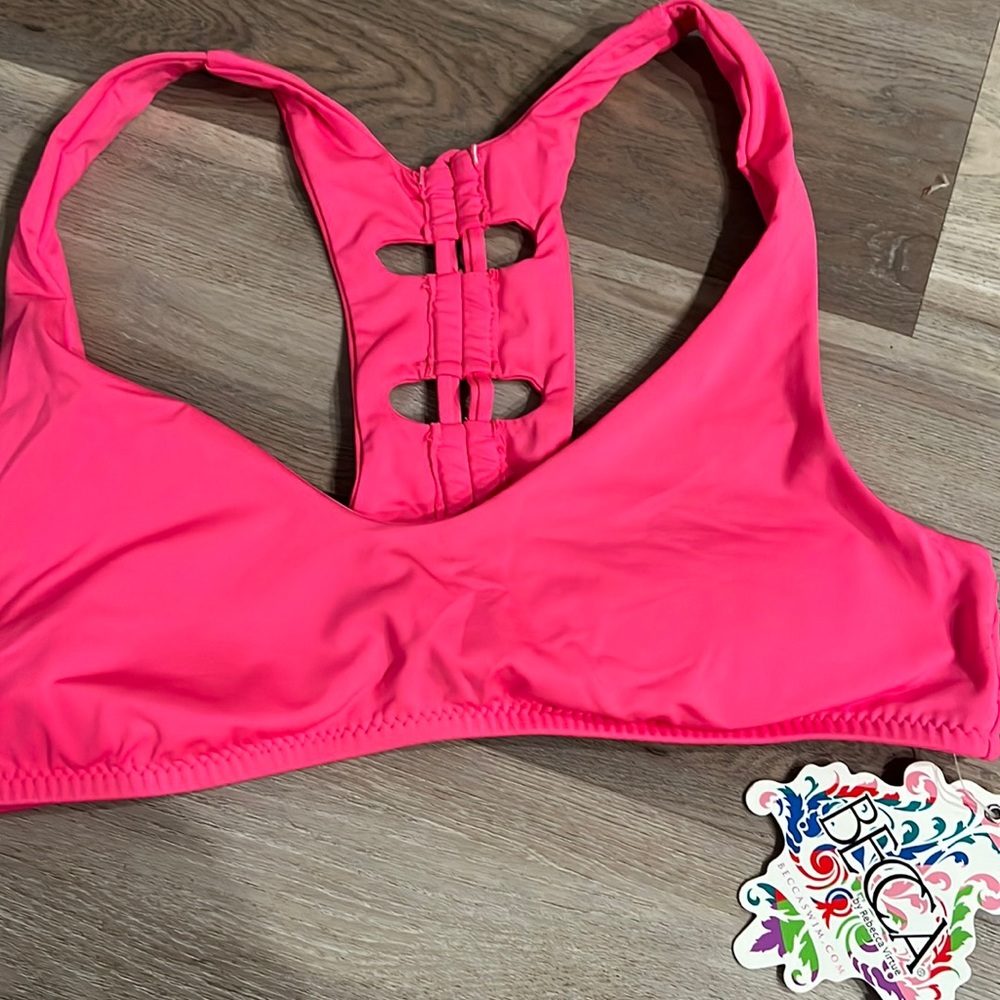 New Becca by Rebecca White pink bikini top medium